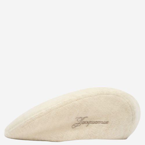 Beige Embroidered Flat Beret Hat