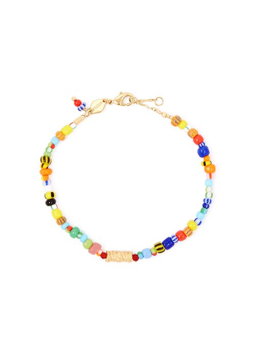 Wavy Alaia 18kt gold-plated beaded bracelet