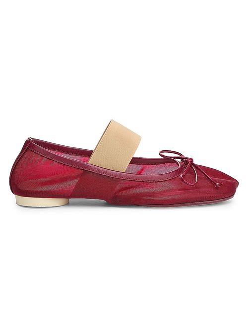 Women's Elastic Mesh Ballet Flats - Ruby Wine