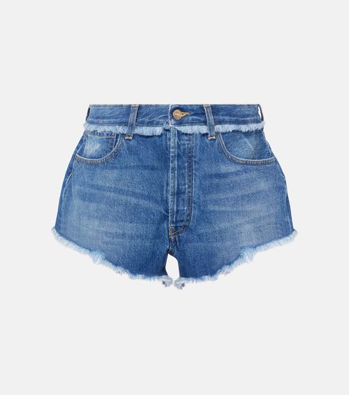 Fringed denim shorts