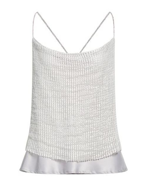 Woman Top Silver Size XL Cotton, Polyester, Polyamide, Elastane