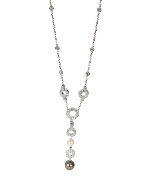 Pre-owned 18kt white gold Himalia diamond and pearl necklace - Silver