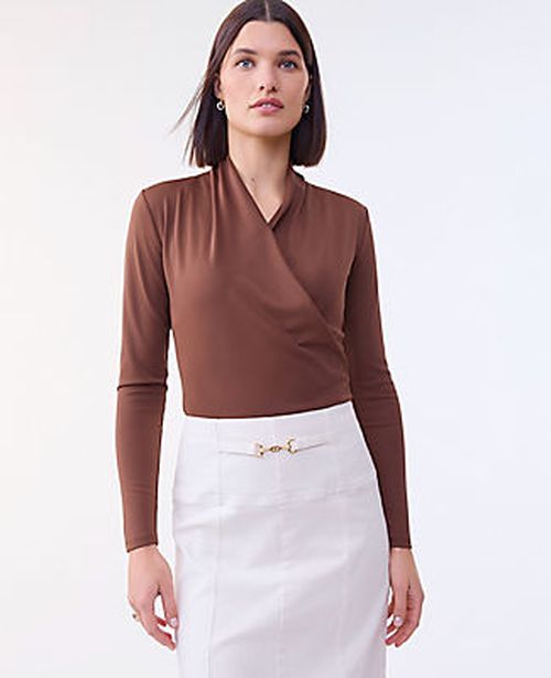 Ann Taylor Petite Draped Wrap Blouse