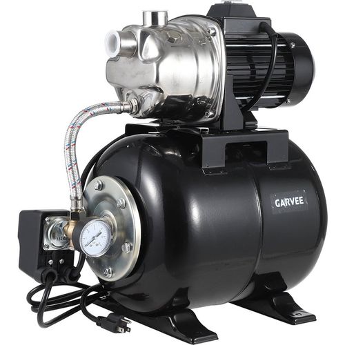 Garvee High Current Shallow Well Jet Pump with Pressure Tank – 1. Stainless Steel, Automatic Pressure Switch, 1320 GPH, Durable - 1. Black