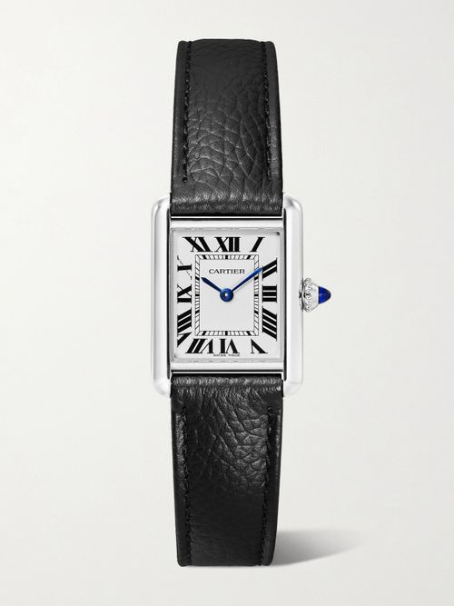 Tank Must De 29.5mm Stainless Steel And Leather Watch - Silver