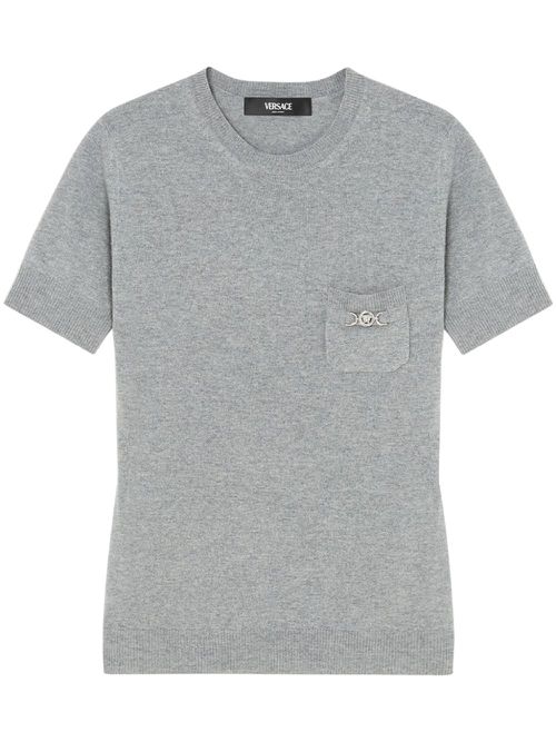 Medusa-plaque knitted top - Grey
