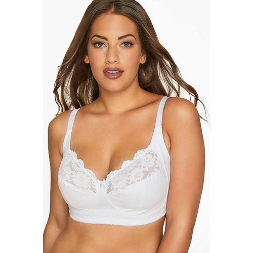 Yours Women's Non-Wired Cotton Bra With Lace Trim in White