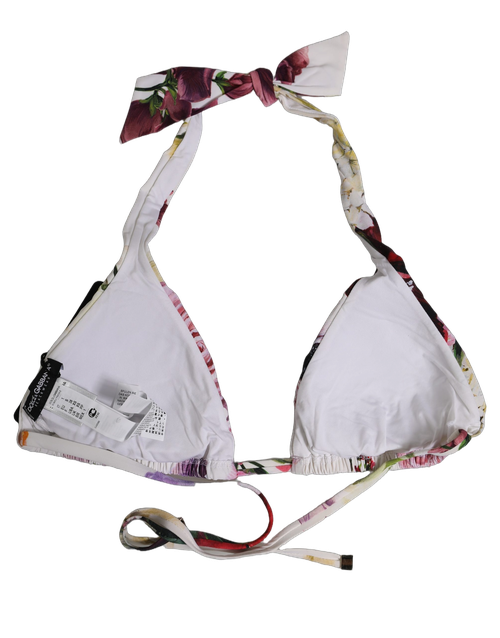 Floral Print Triangle Bikini Top — White