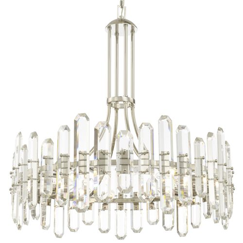 Bolton 12-Light 27" Transitional Chandelier in Polished Nickel with Faceted Crystal Elements Crysta