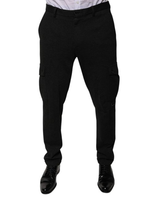 Viscose-Blend Cargo Pants — Black