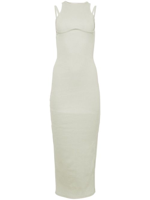 Ribbed-knit sleeveless maxi dress - Neutrals
