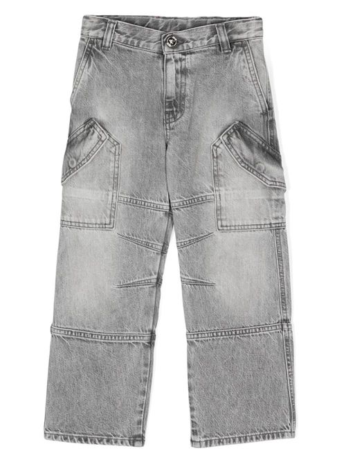 Panelled straight-leg cargo jeans - Grey