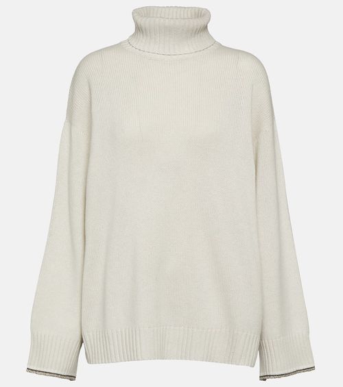 Wool, cashmere, and silk turtleneck sweater