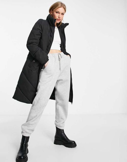 Vero Moda longline padded coat in black