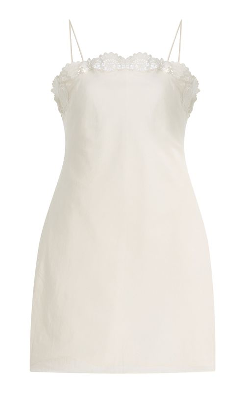 Darya Lace-Trimmed Linen-Cotton Mini Dress - Moda Operandi