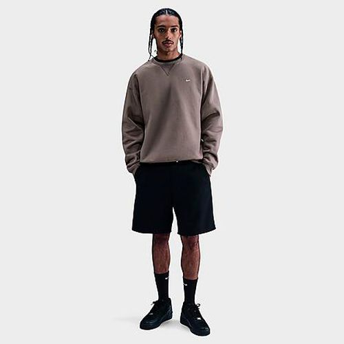 Men's Solo Swoosh Fleece Crewneck Sweatshirt in Cave Stone/Cave Stone/White