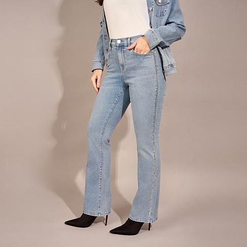 New Classic Stretch Denim Crystal Bootcut Jean - Blue