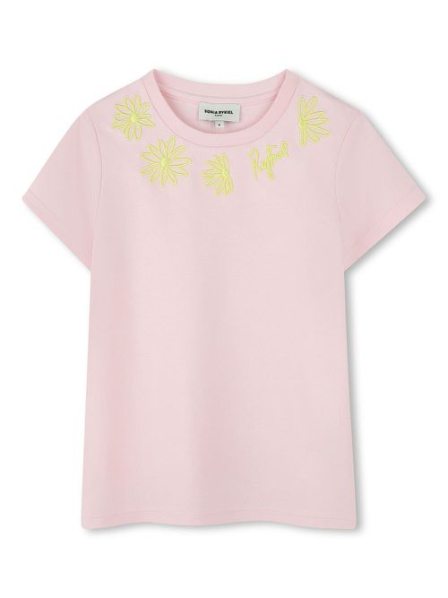 Flower embroidery T-shirt - Pink