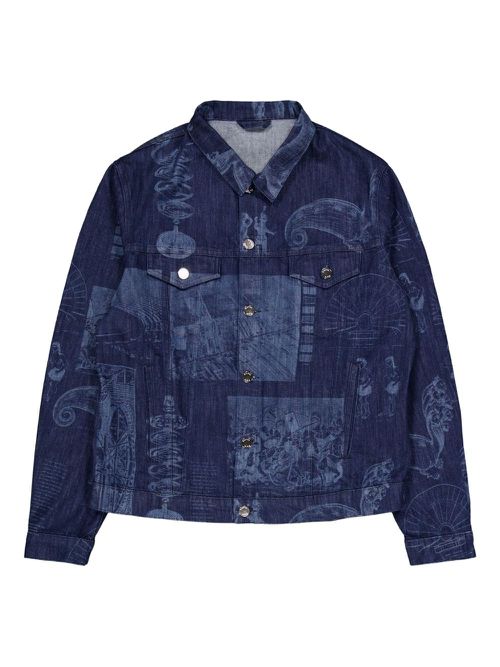 Printed denim jacket - Blue