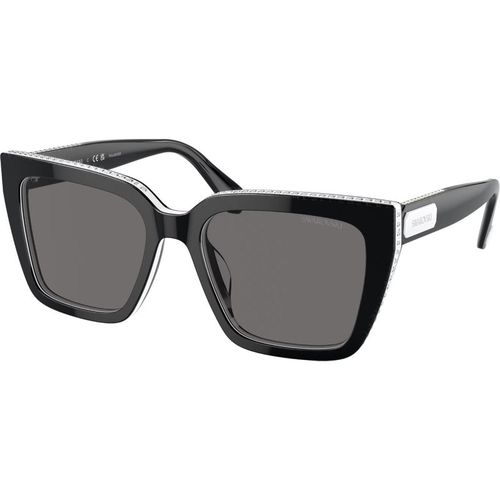 Swarovski Woman Swarovski SK6013 101581 Sunglasses Acetate Black Grey Pillow Polarized