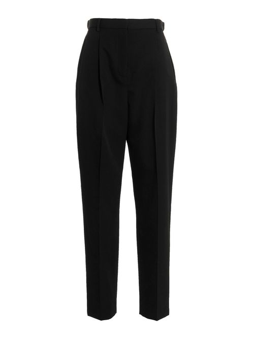 Wool twill pants with front pleats