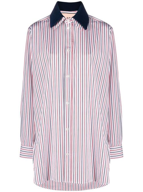 Stripe long-sleeved shirt - White