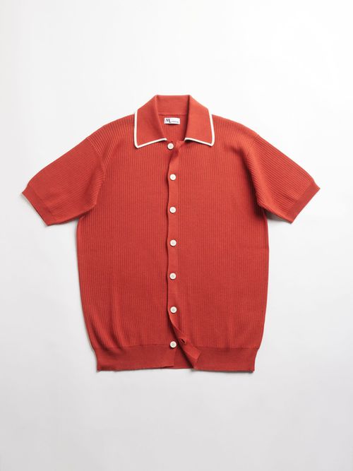 DOPPIAA 남성 Aagar Cotton Terry Red Shirt With Short Sleeves AAGAR-MC/P4500-8202