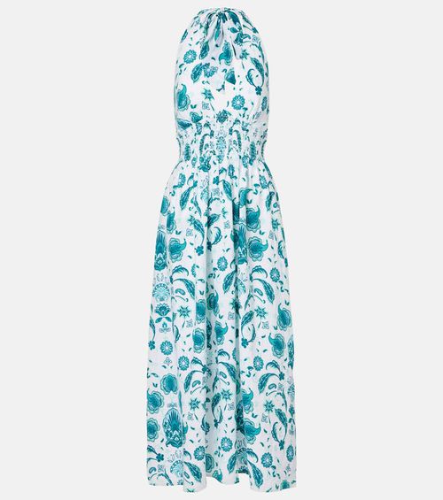 Kos paisley shirred linen maxi dress