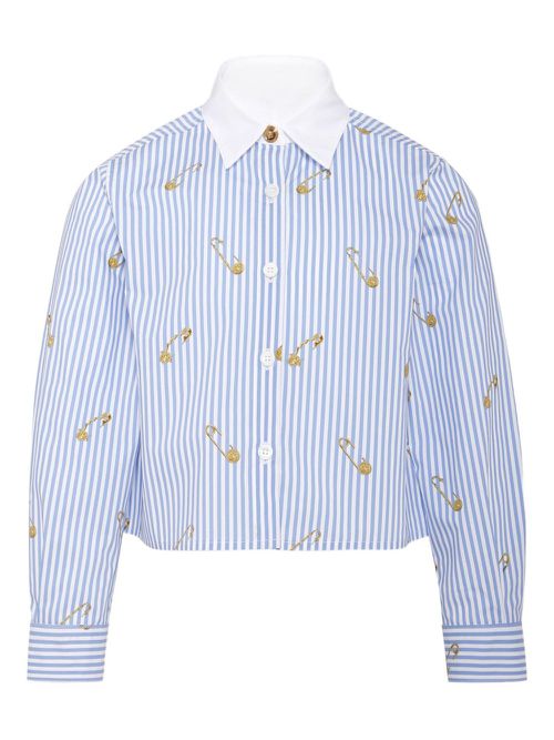 Medusa Safety Pin-print striped shirt - Blue