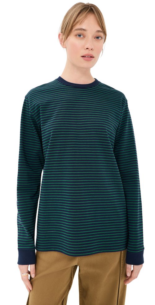 Striped Perfect Long Sleeve T-Shirt Navy/Green Multi