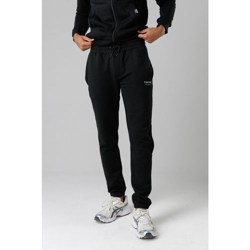 Firetrap Mens Black Regular Fit Cotton Blend Fleece Joggers With Drawstring Waist - Mediu