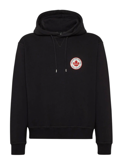 Dsquared2 Maple Leaf Patch Logo Cool Fit Black Hoodie - Black