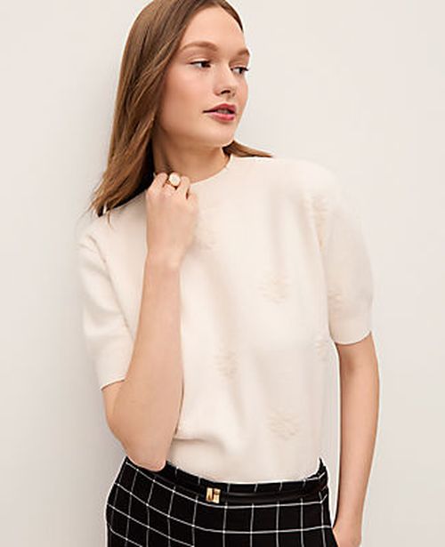 Ann Taylor Daisy Appliqué Sweater Tee