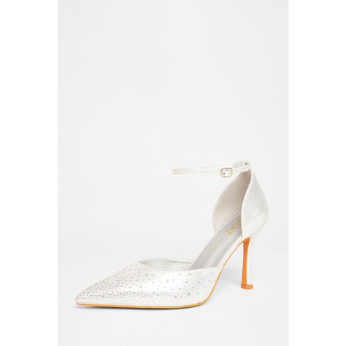 Silver Wide Fit Diamante Court Heels
