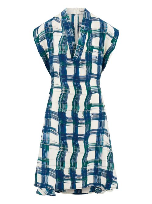 Ferragamo tartan-checked midi dress - Blue