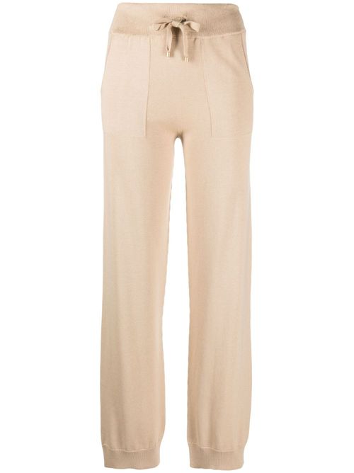 Fine-knit drawstring-waist trousers - Brown