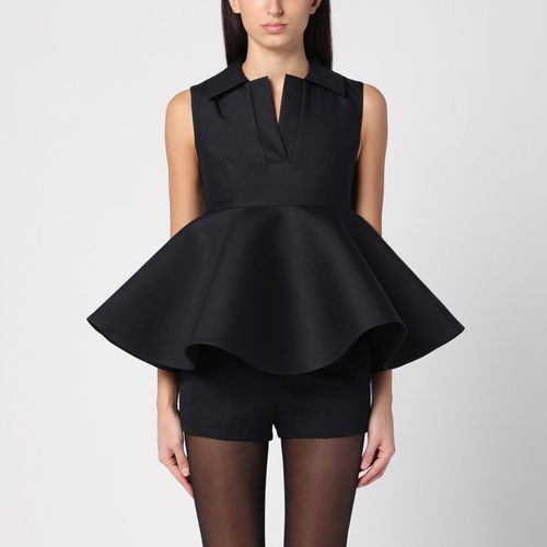 Black Wool And Silk Spalla Top