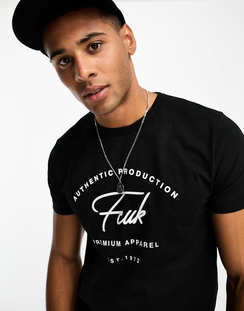 FCUK established print T-shirt in black