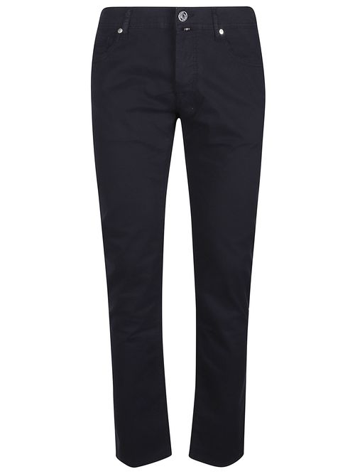 Classic Button-Down Slim Fit Jeans with Five Pockets for Men