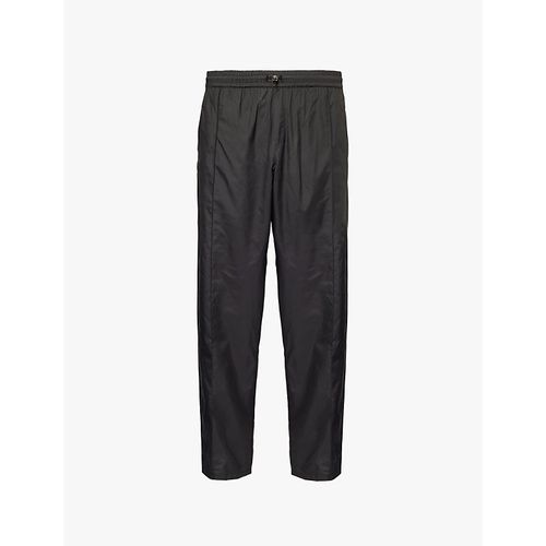 Mens Black Pintuck Relaxed-fit Recycled-polyester Trousers