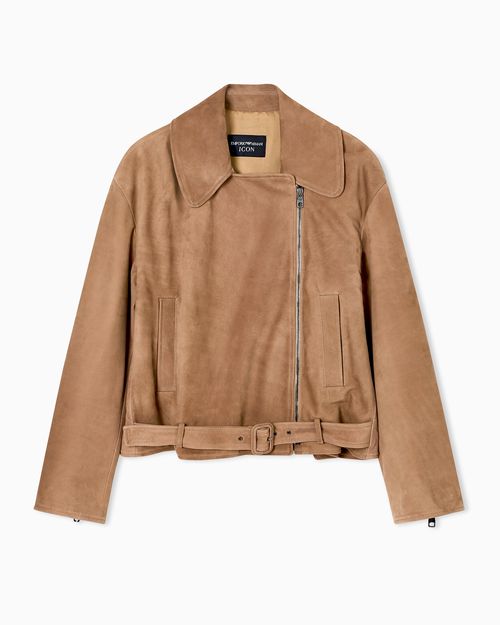 Icon nubuck calf leather biker jacket