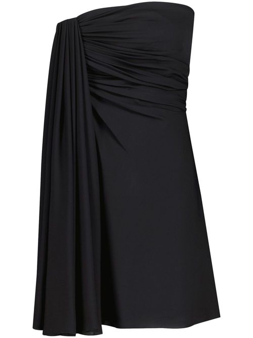 Draped strapless silk minidress - Black