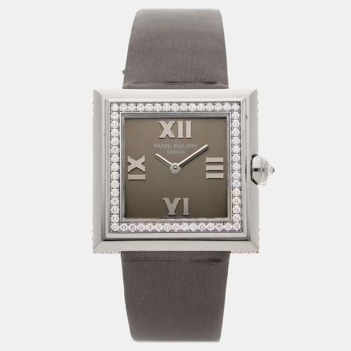 Patek Philippe Gondolo 4868G-001 Grey 18K White Gold Diamond Quartz Women's Wristwatch