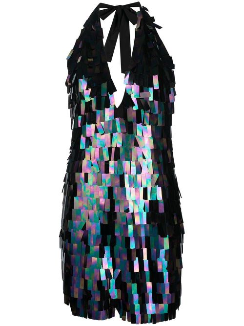 Paillette-embellishment mini dress - Black
