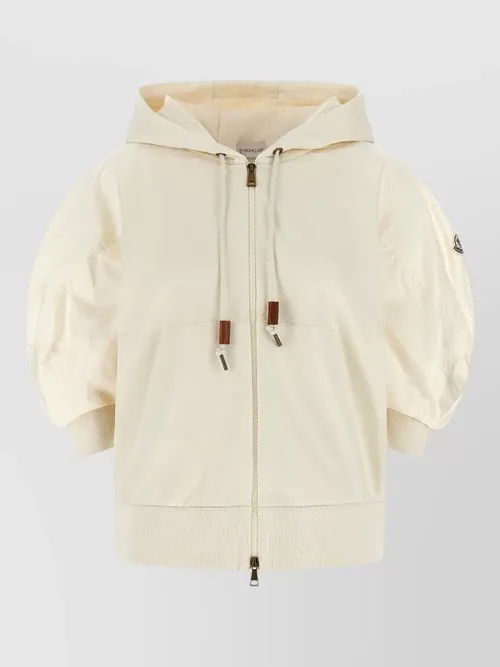 Moncler - short sleeve hooded top ribbed he