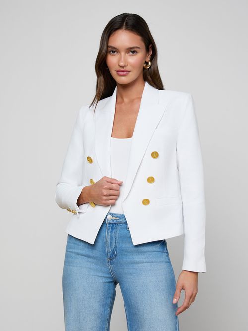 Brooke Blazer In White/white Multi Small Butterfly Jungle
