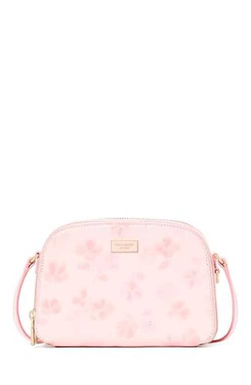 Kate spade new york Serena Spring Pansies Embossed Saffiano Leather Double Zip Dome Crossbody
