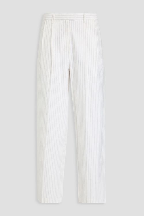 Rag & bone - Newman pinstriped cotton and linen-blend twill wide-leg pants - White - US 4