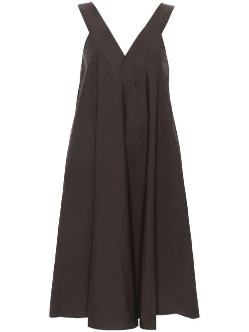 V-neck cotton dress - Brown