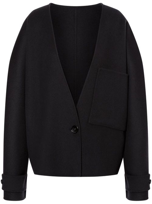 V-neck wool-cashmere jacket - Grey